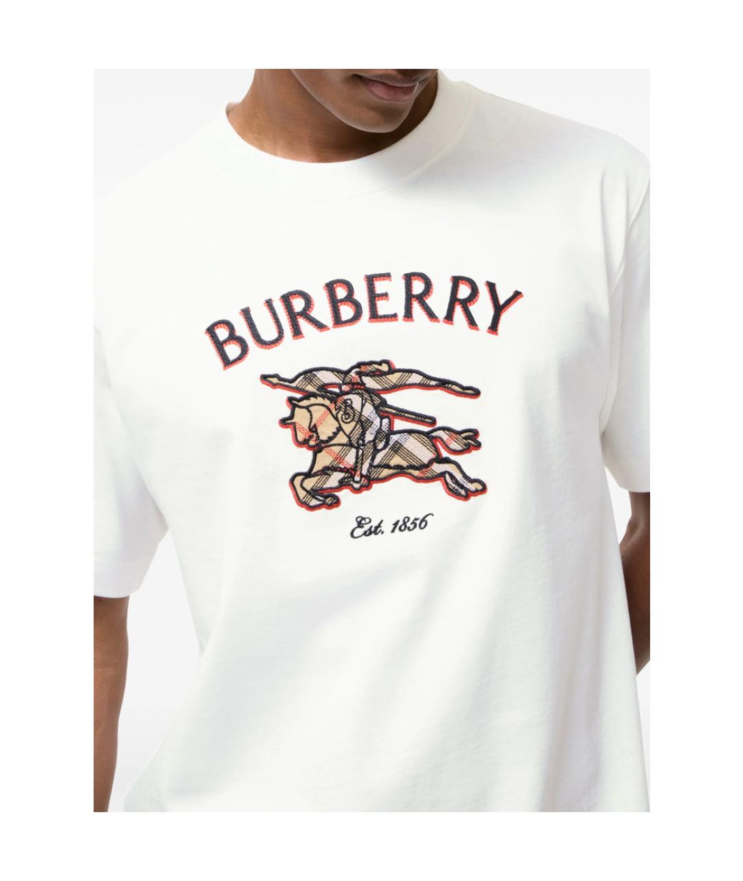 BURBERRY Бежевая хлопковая футболка, фото 3