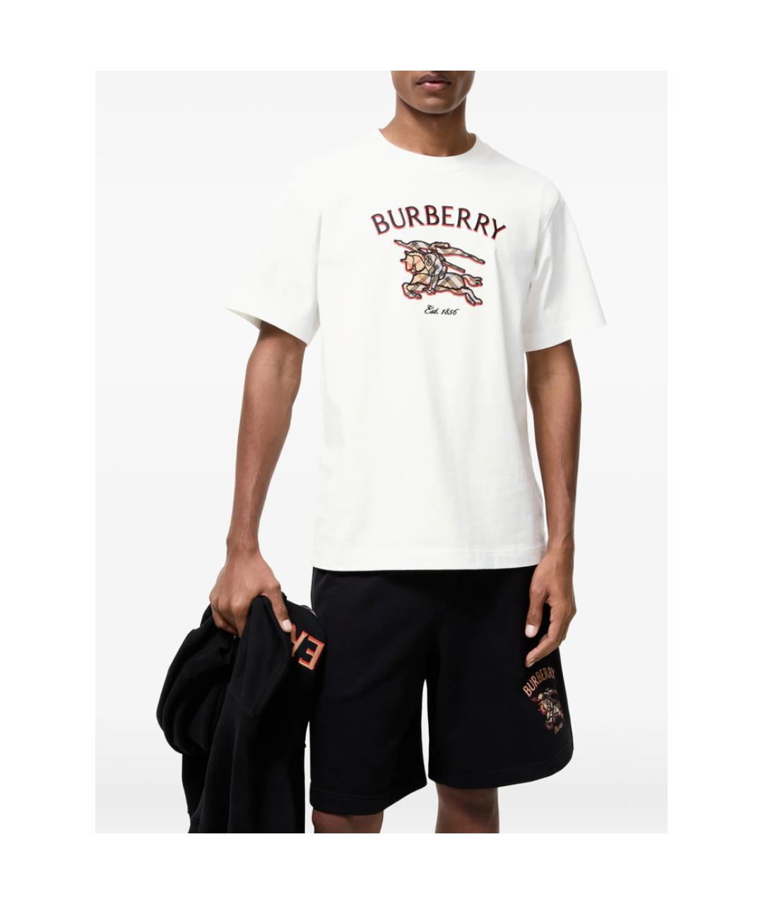BURBERRY Бежевая хлопковая футболка, фото 2
