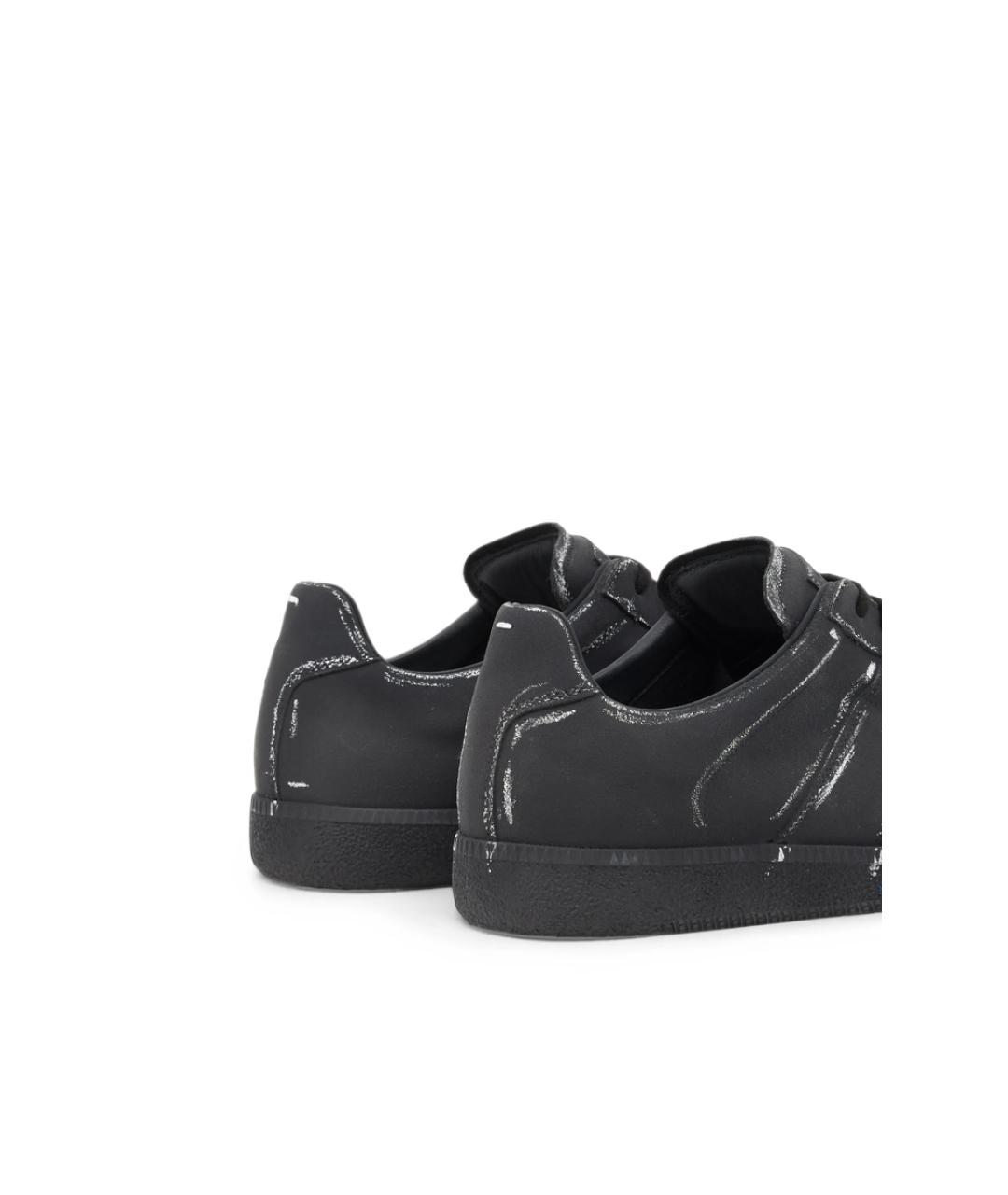 MAISON MARGIELA Черные кожаные низкие кроссовки / кеды, фото 6