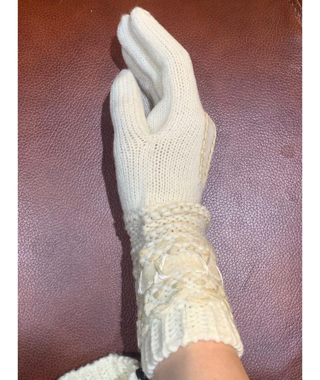 RALPH LAUREN Бежевые шерстяные перчатки, фото 6