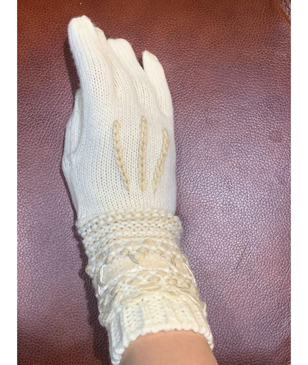 RALPH LAUREN Бежевые шерстяные перчатки, фото 5