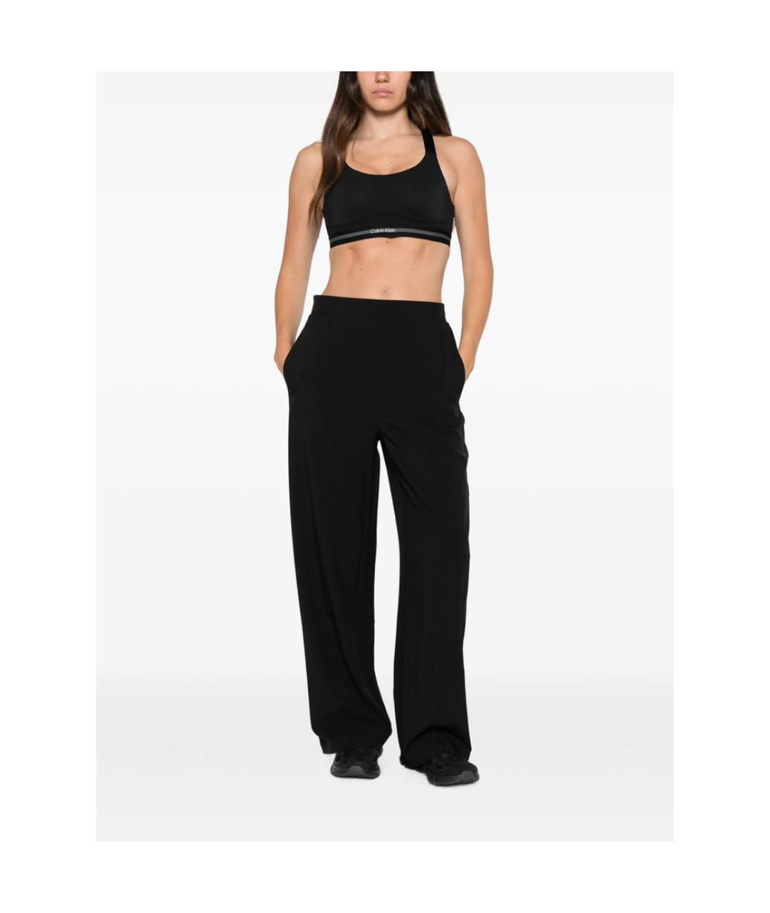 CALVIN KLEIN Черные полиэстеровые прямые брюки, фото 2