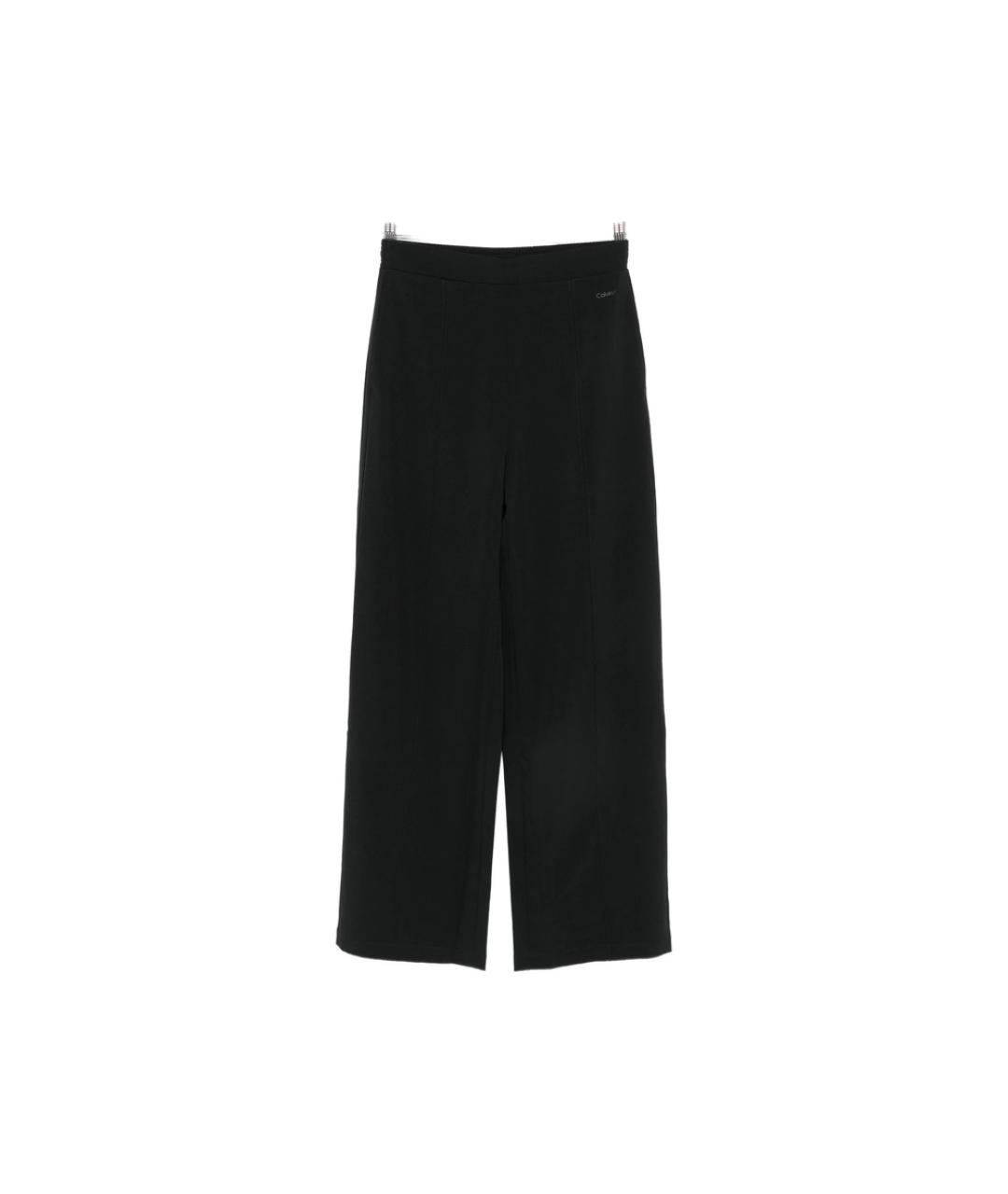 CALVIN KLEIN Черные полиэстеровые прямые брюки, фото 1