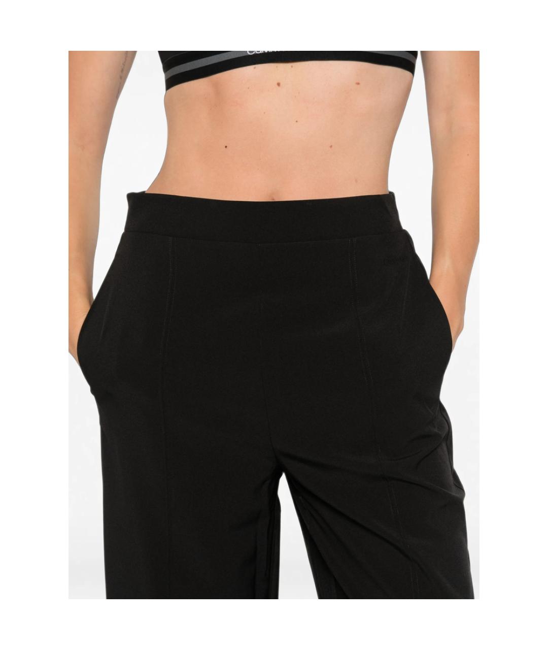 CALVIN KLEIN Черные полиэстеровые прямые брюки, фото 3