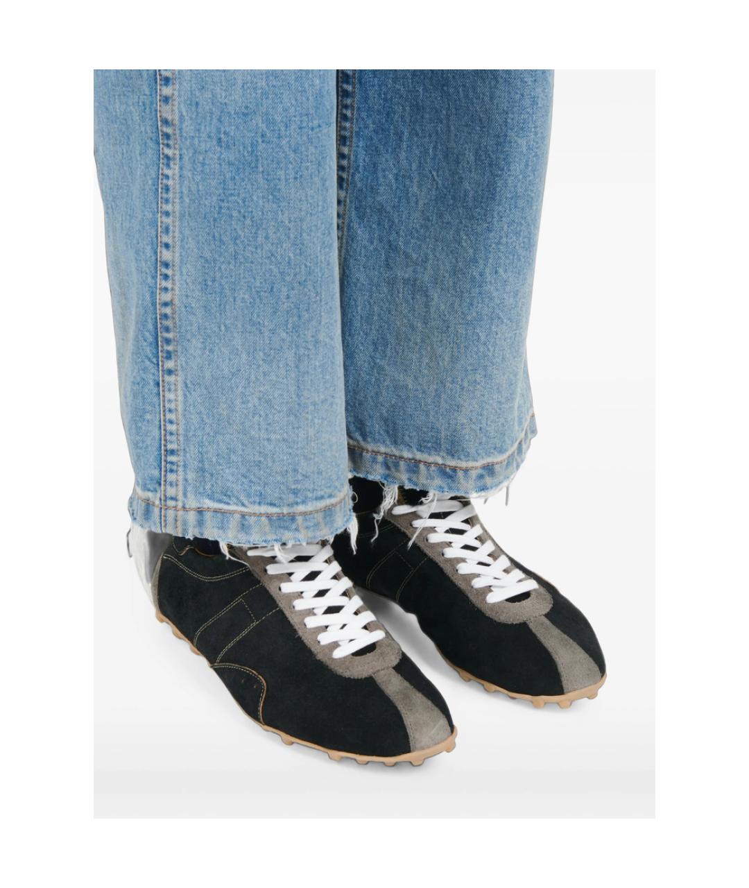 MAISON MARGIELA Черные кожаные низкие кроссовки / кеды, фото 3