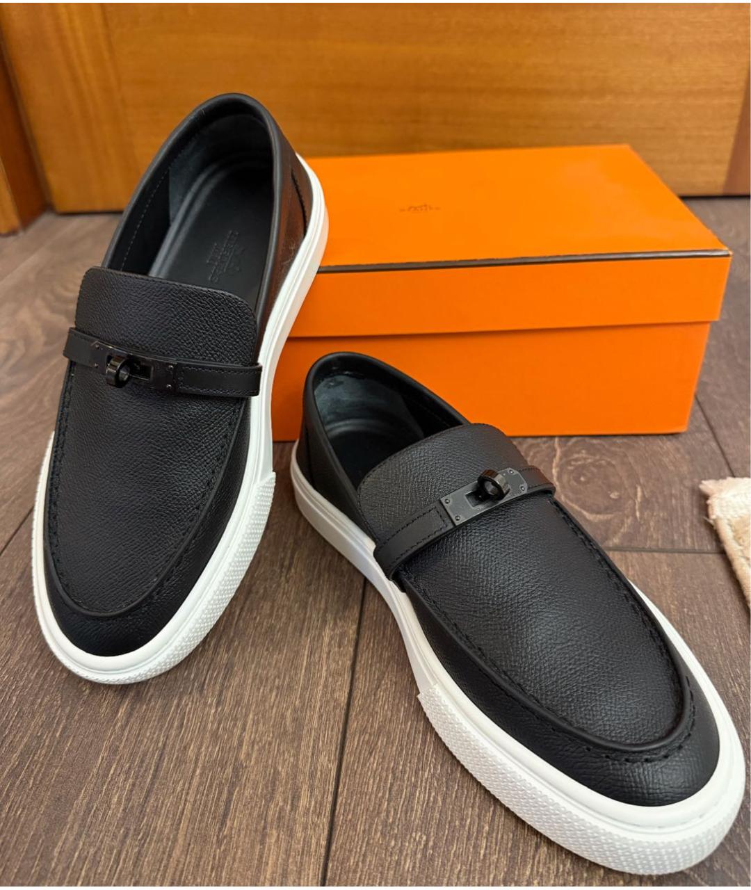 HERMES Черные кожаные лоферы, фото 7