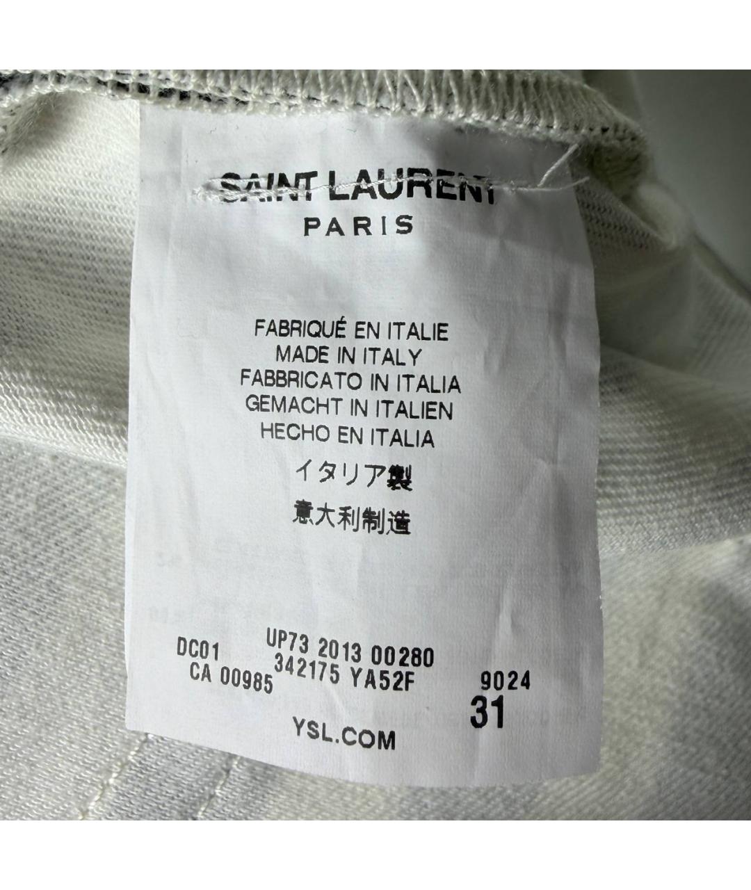 SAINT LAURENT Белые хлопковые джинсы скинни, фото 6