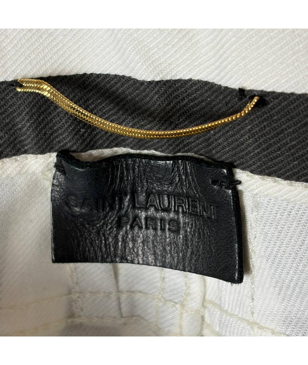 SAINT LAURENT Белые хлопковые джинсы скинни, фото 5