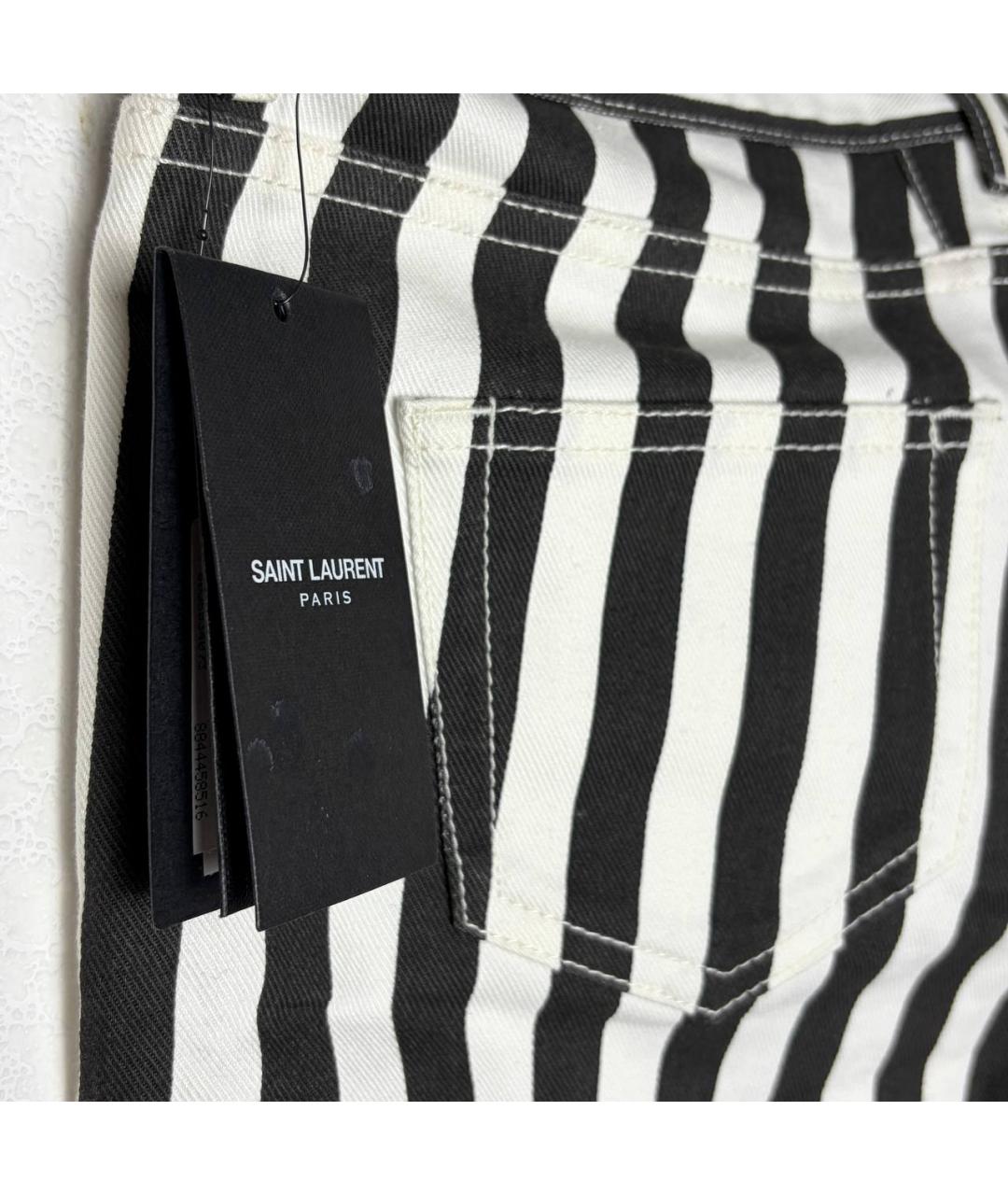 SAINT LAURENT Белые хлопковые джинсы скинни, фото 4