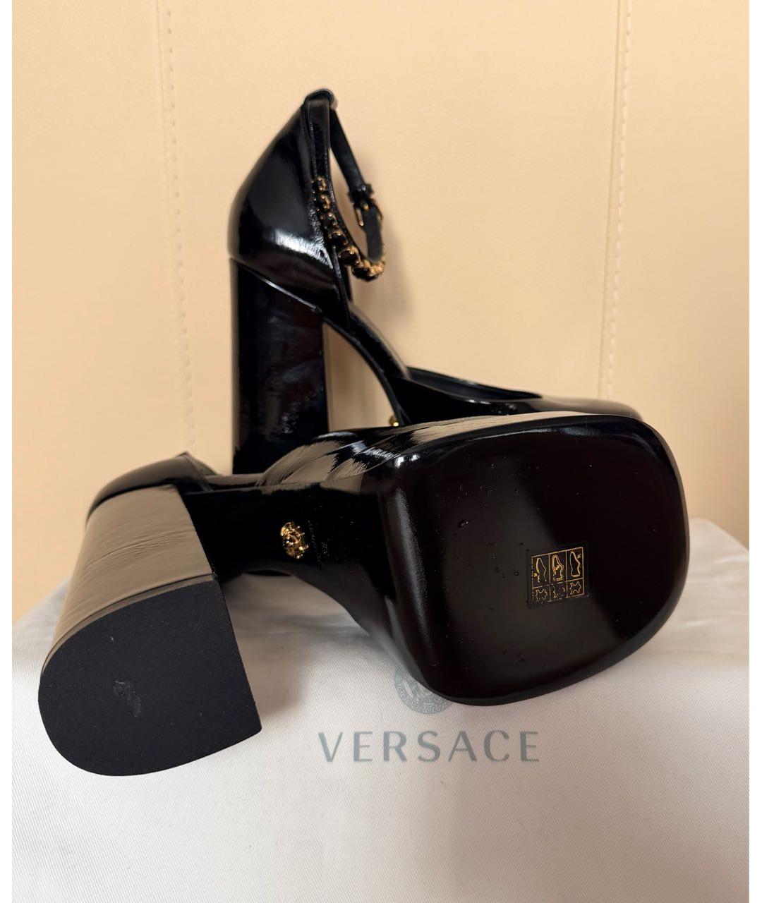 VERSACE Черные туфли из лакированной кожи, фото 6