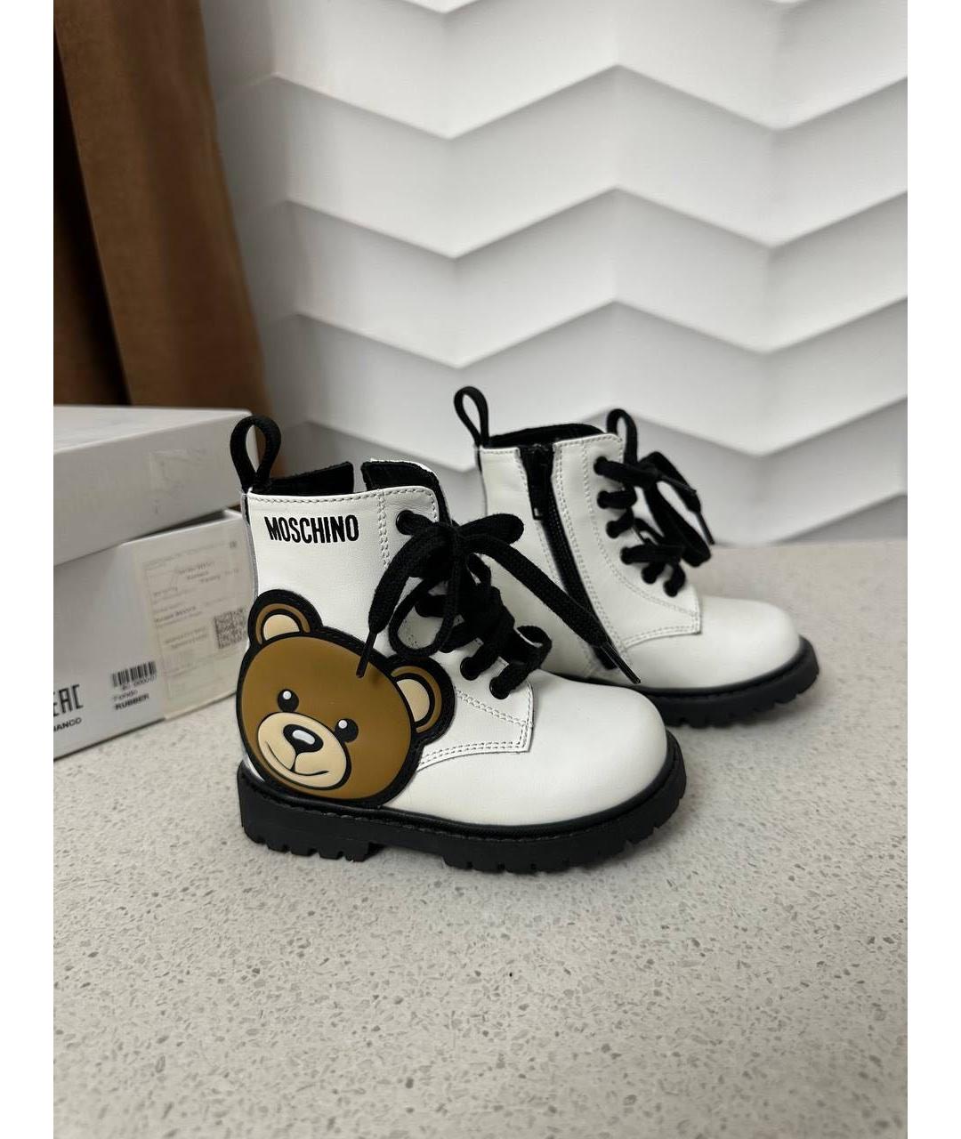 MOSCHINO Белые кожаные ботинки, фото 8