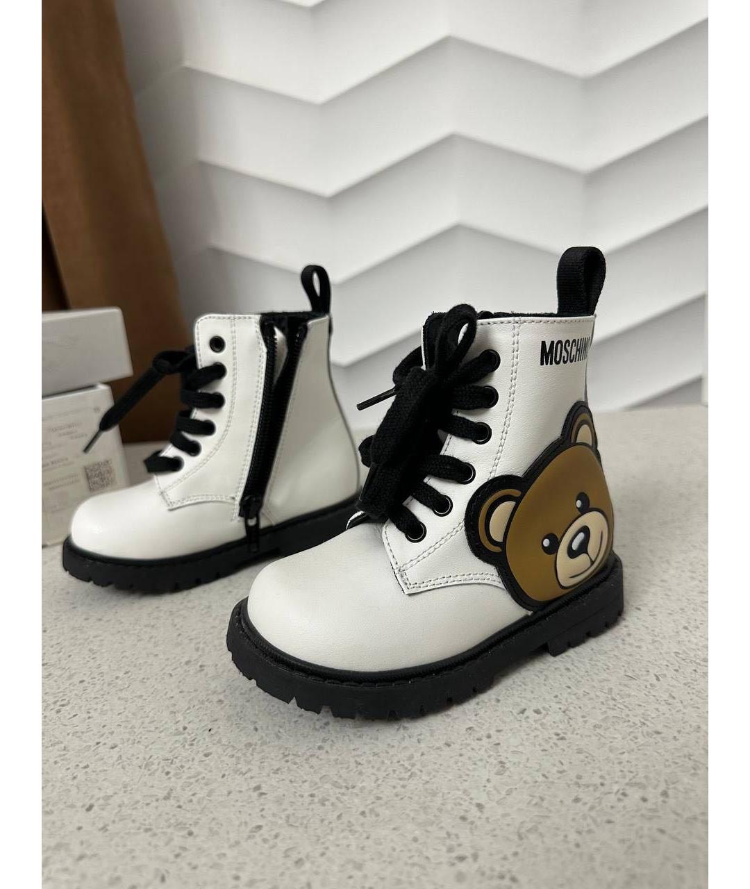 MOSCHINO Белые кожаные ботинки, фото 7