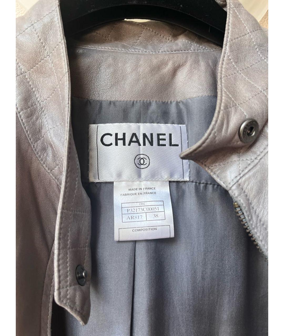 CHANEL Серая кожаная куртка, фото 3
