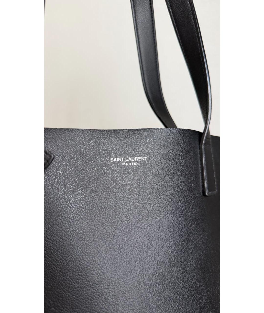 SAINT LAURENT Черная кожаная сумка тоут, фото 2