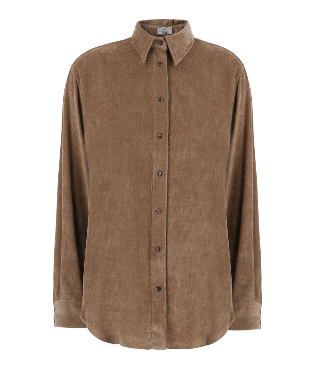 BRUNELLO CUCINELLI Коричневая хлопковая рубашка, фото 1