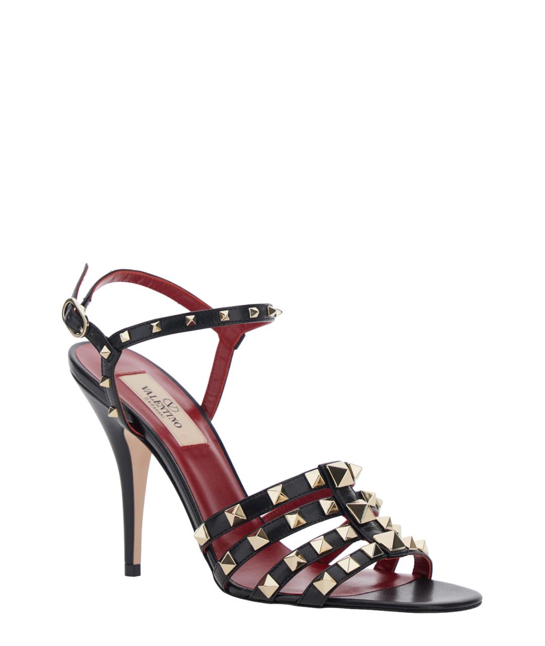 VALENTINO Черные кожаные босоножки, фото 2