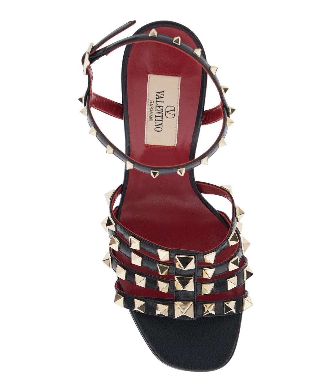 VALENTINO Черные кожаные босоножки, фото 4