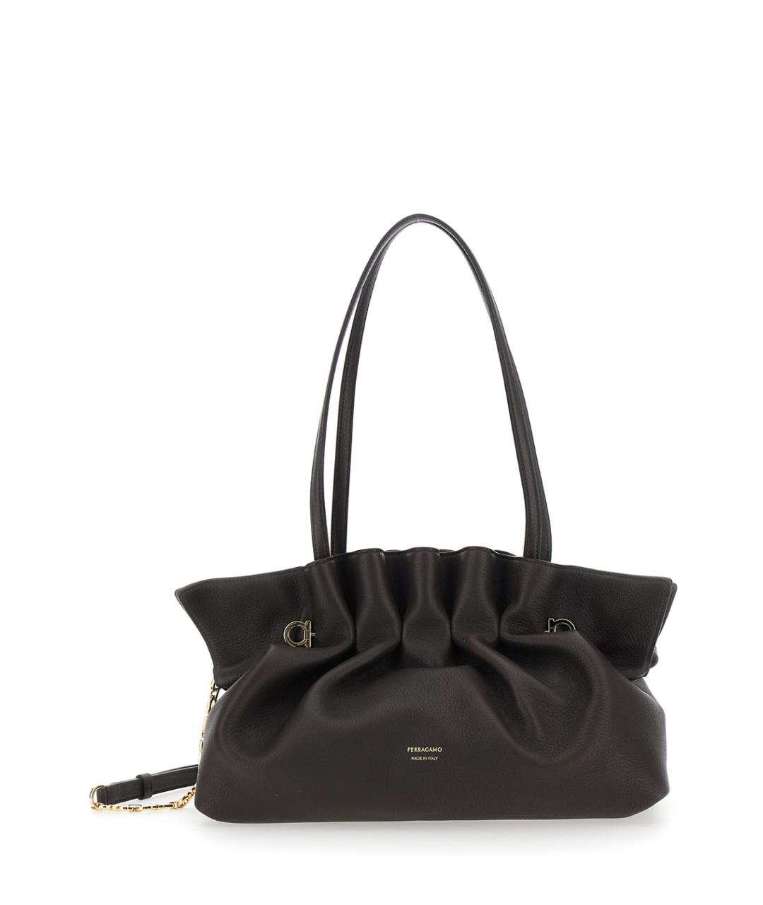 FERRAGAMO Коричневая кожаная сумка через плечо, фото 1