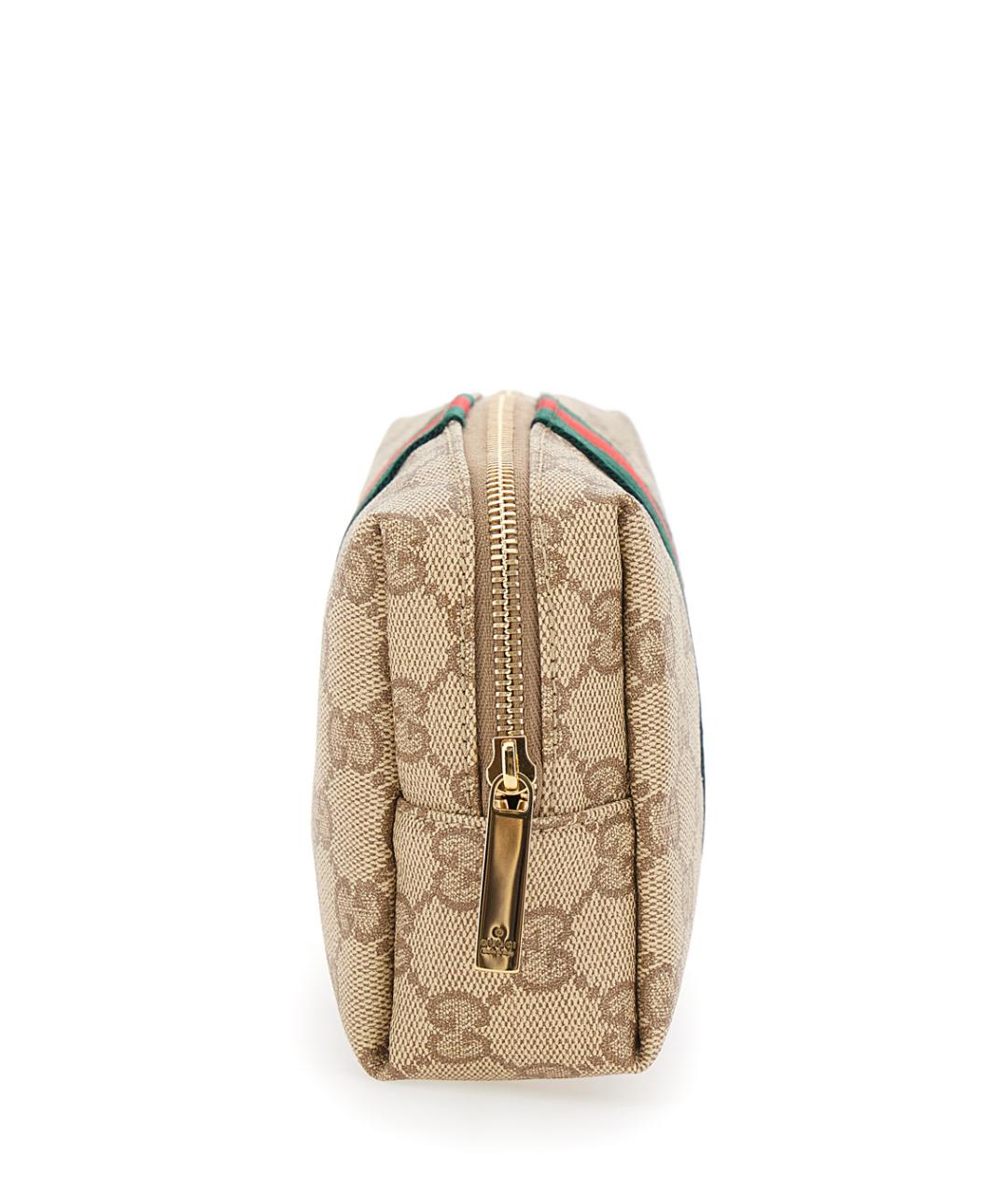 GUCCI Бежевая косметичка из канвы, фото 3