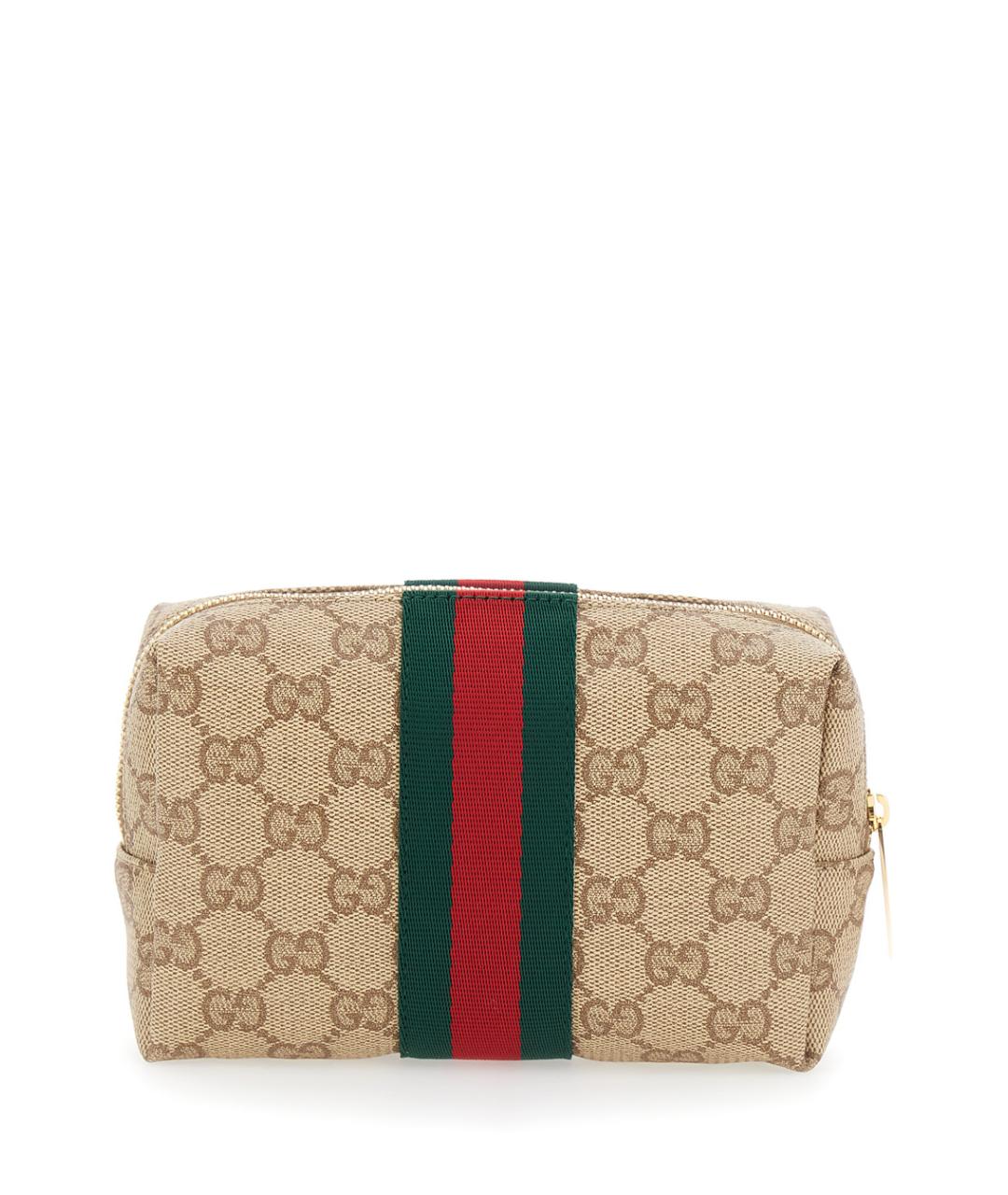 GUCCI Бежевая косметичка из канвы, фото 2