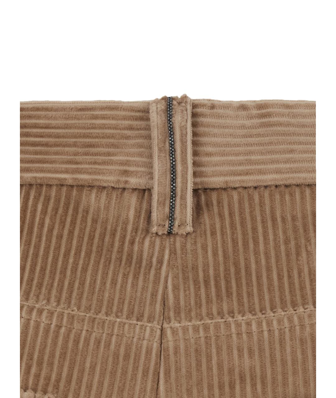 BRUNELLO CUCINELLI Бежевые хлопковые прямые брюки, фото 4