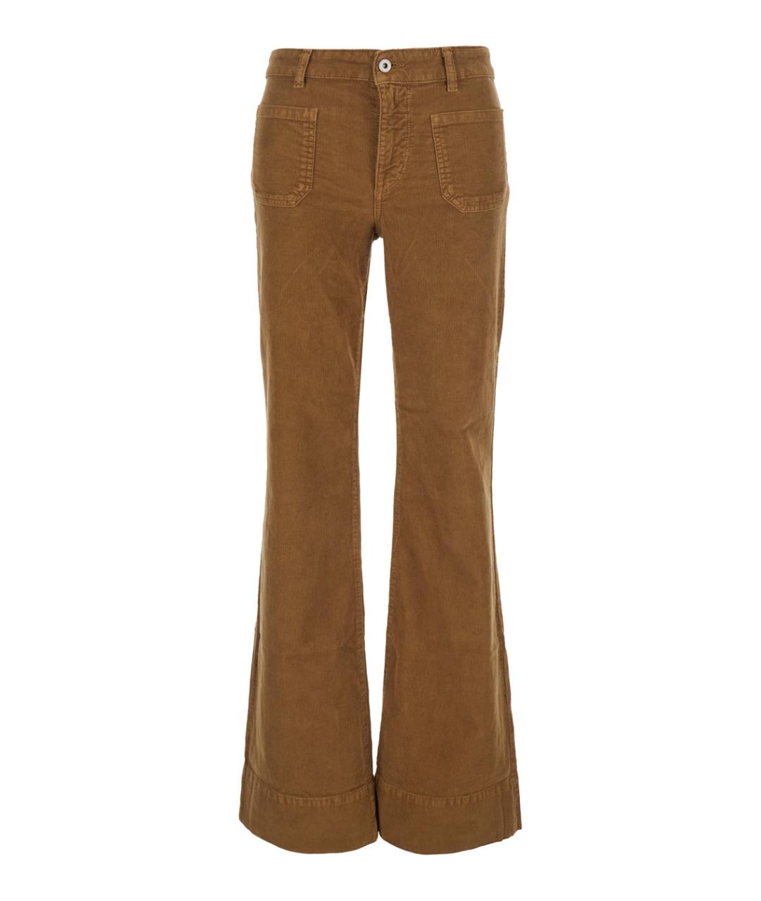 AG JEANS Бежевые хлопковые прямые брюки, фото 1