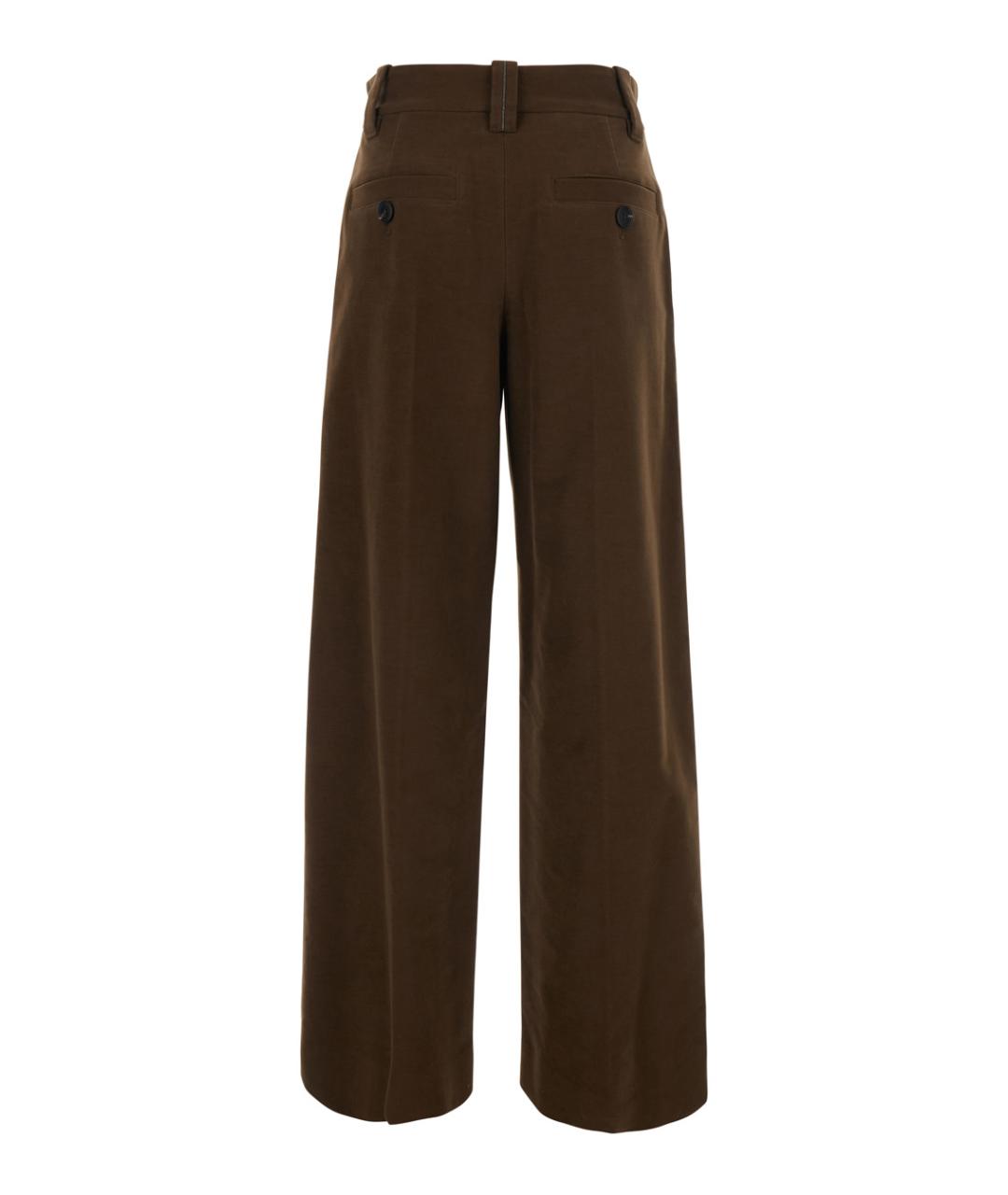 BRUNELLO CUCINELLI Коричневые хлопковые прямые брюки, фото 2