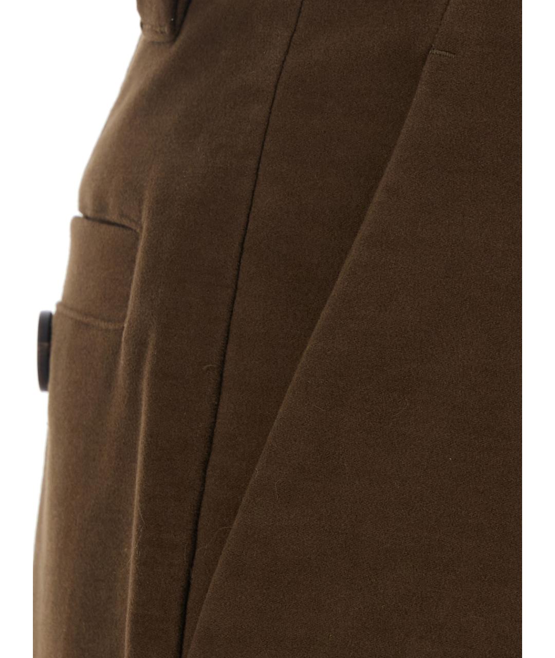 BRUNELLO CUCINELLI Коричневые хлопковые прямые брюки, фото 3