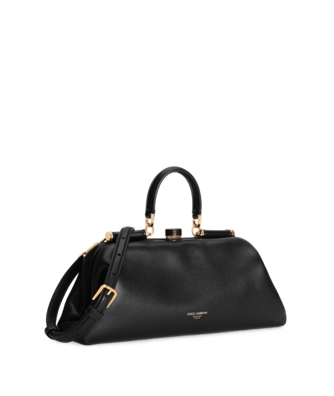 DOLCE&GABBANA Черная кожаная сумка с короткими ручками, фото 2