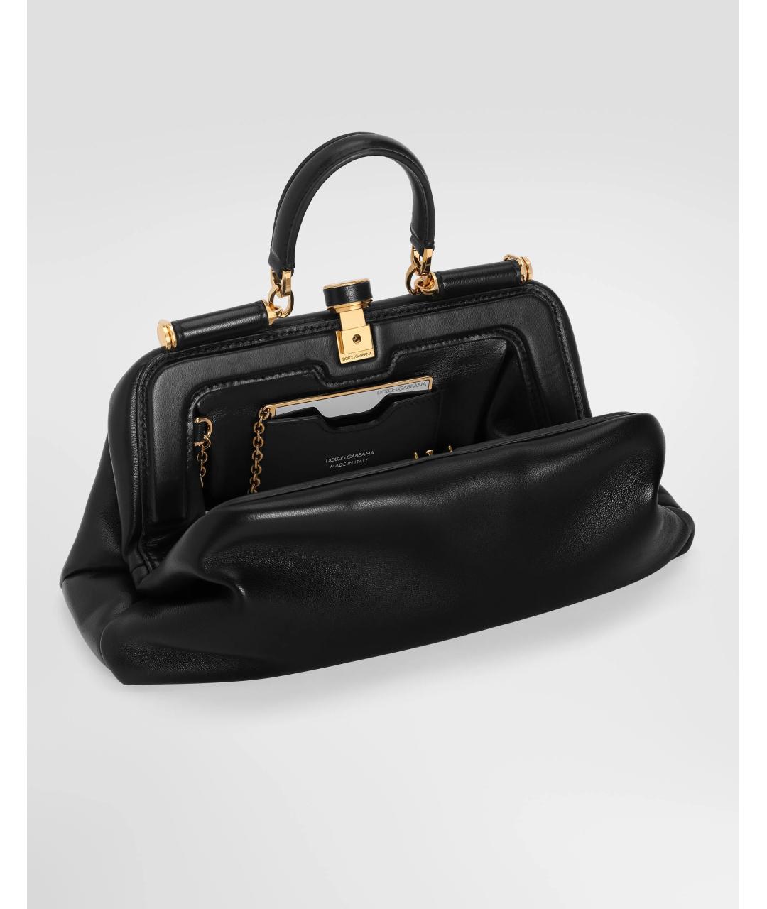 DOLCE&GABBANA Черная кожаная сумка с короткими ручками, фото 6