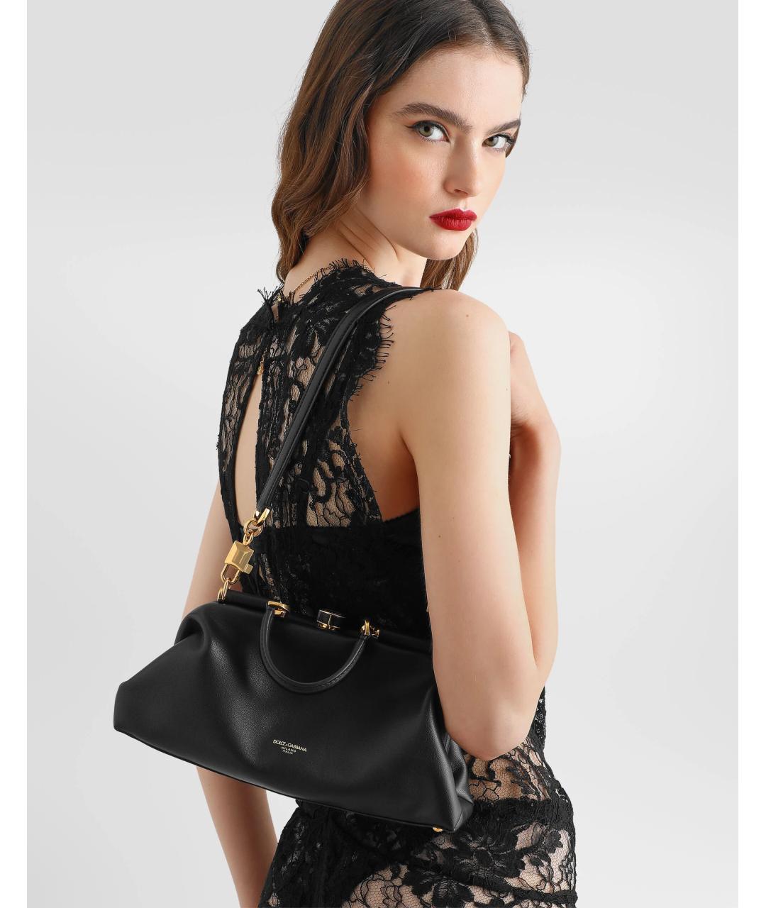 DOLCE&GABBANA Черная кожаная сумка с короткими ручками, фото 4