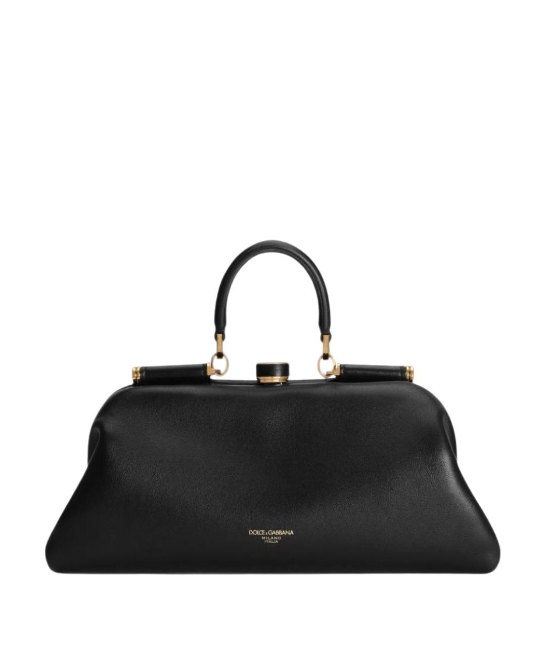 DOLCE&GABBANA Черная кожаная сумка с короткими ручками, фото 1