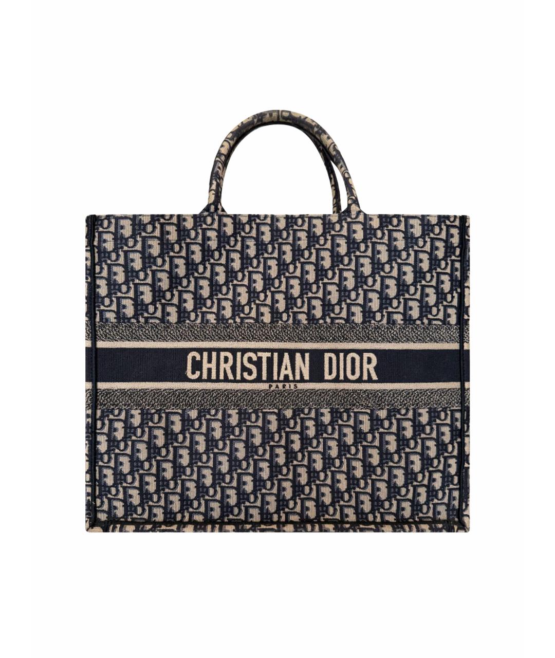 CHRISTIAN DIOR Темно-синяя тканевая сумка тоут, фото 1