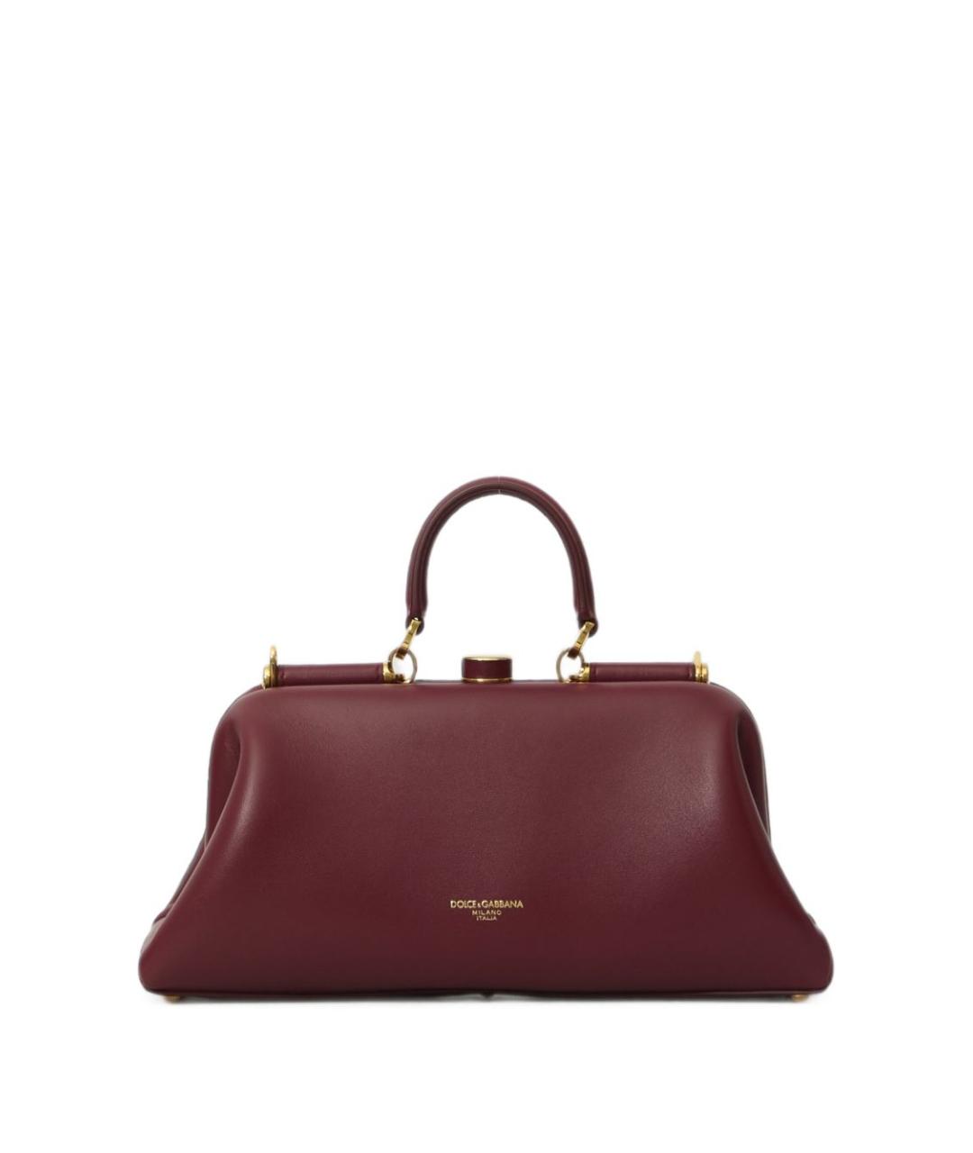 DOLCE&GABBANA Бордовая кожаная сумка тоут, фото 1