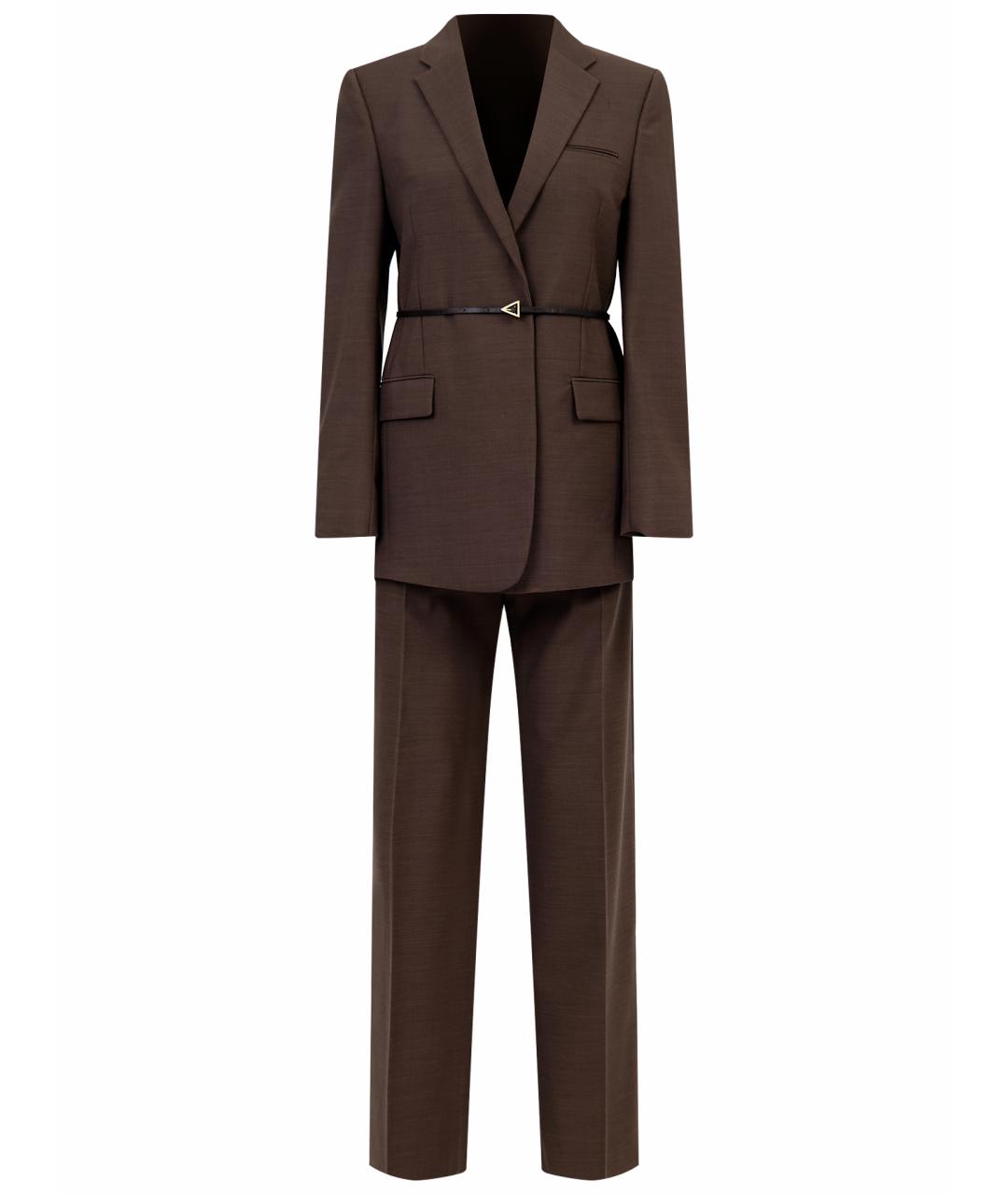 BOTTEGA VENETA Коричневый шерстяной костюм с брюками, фото 1