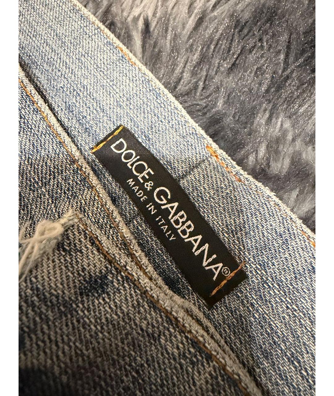 DOLCE&GABBANA Голубые хлопковые прямые джинсы, фото 4