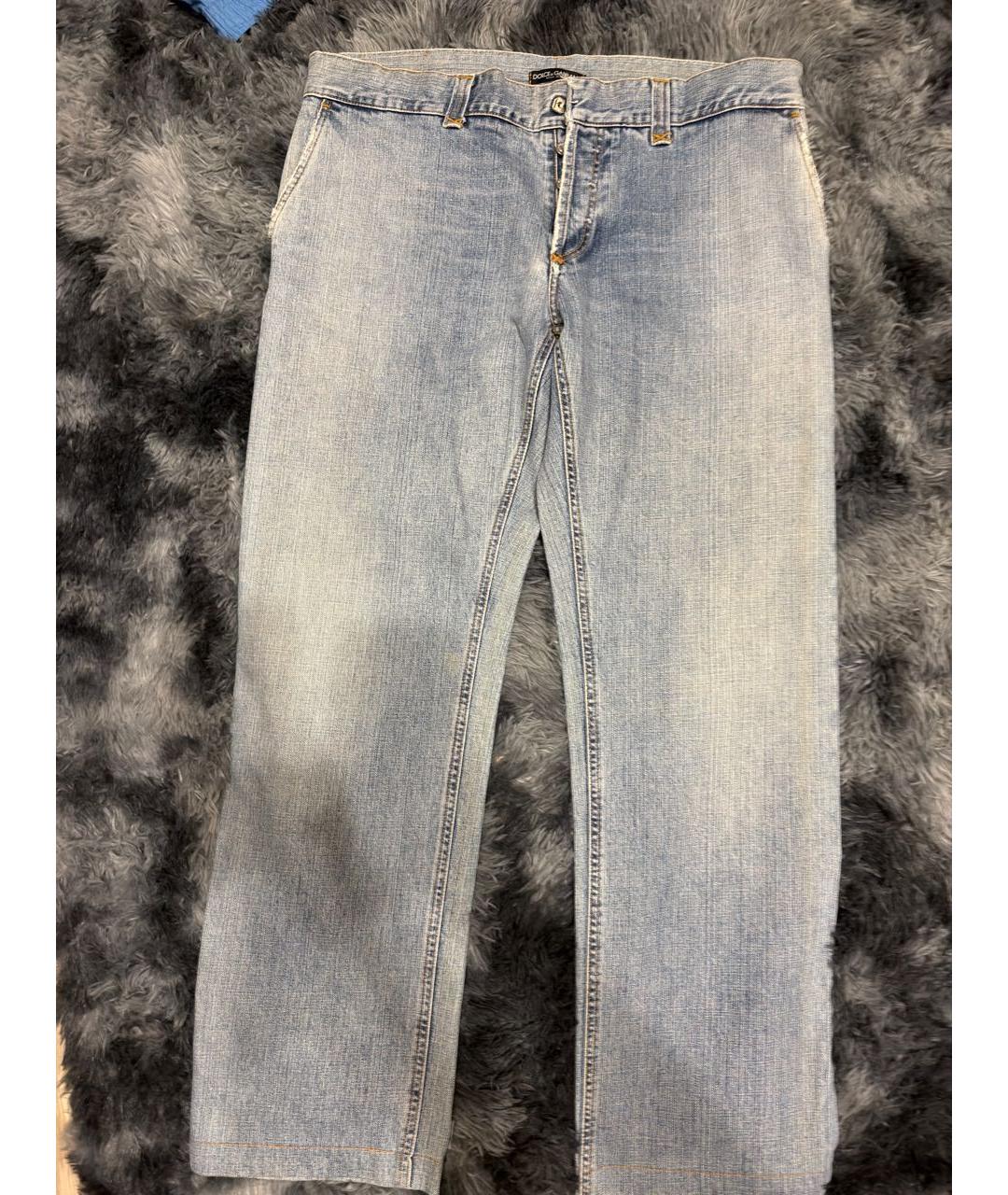 DOLCE&GABBANA Голубые хлопковые прямые джинсы, фото 2
