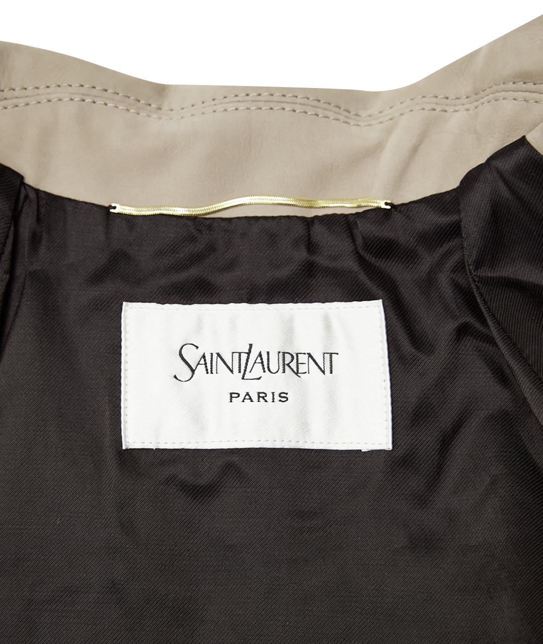 SAINT LAURENT Бежевая кожаная куртка, фото 9