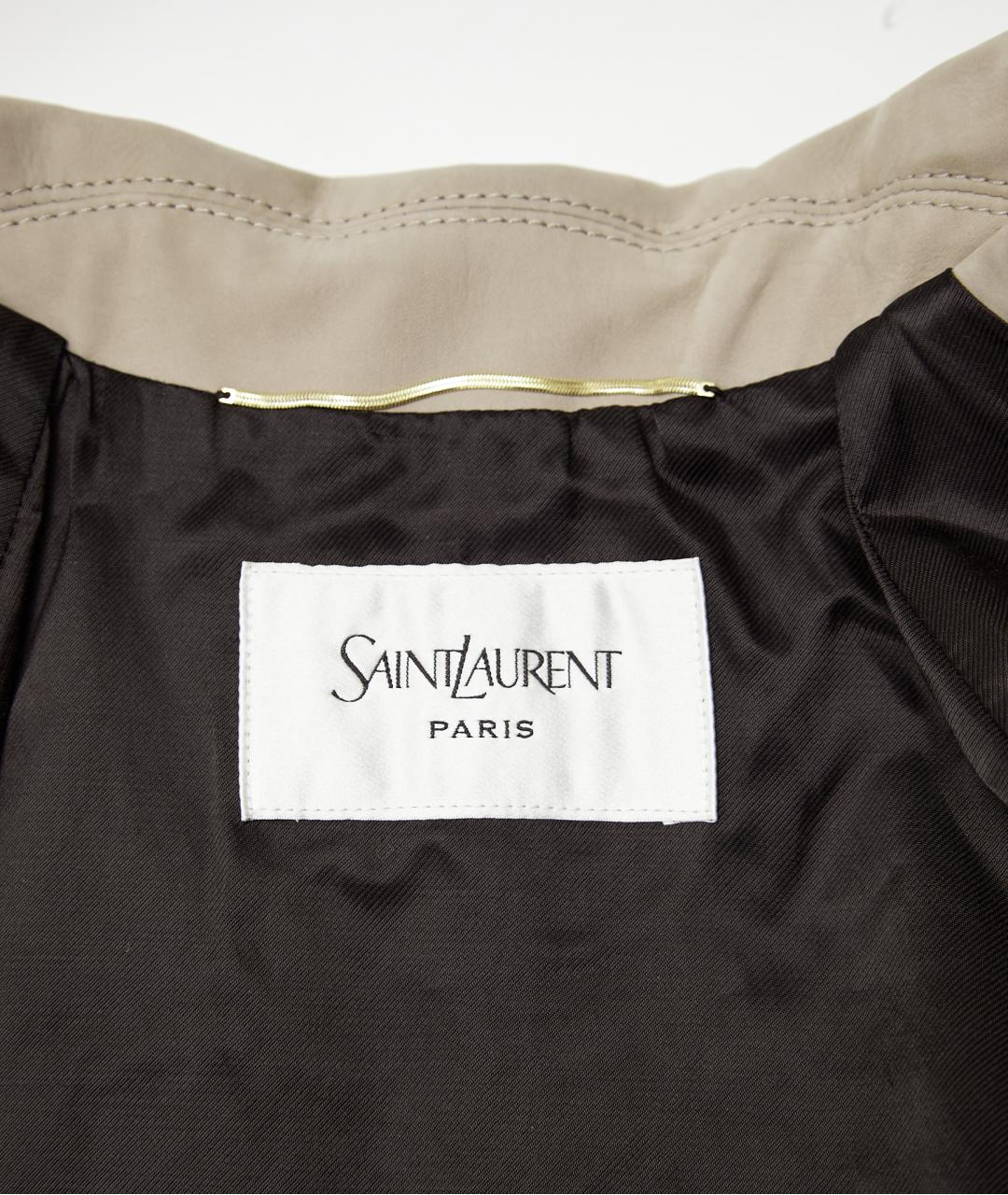 SAINT LAURENT Бежевая кожаная куртка, фото 3