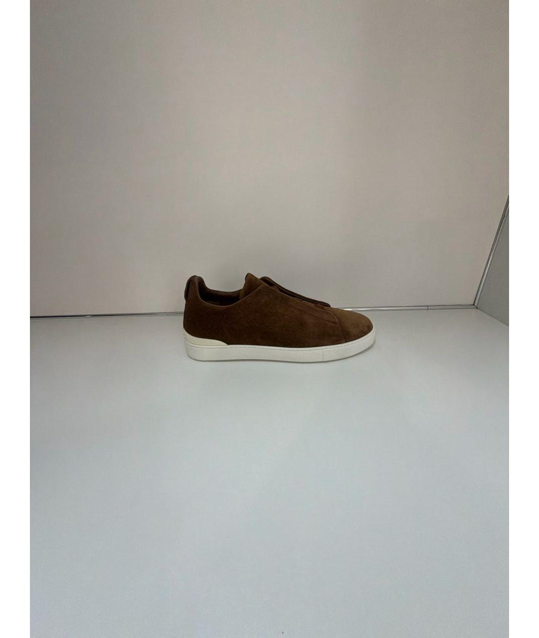 ERMENEGILDO ZEGNA XXX Коричневые замшевые лоферы, фото 8