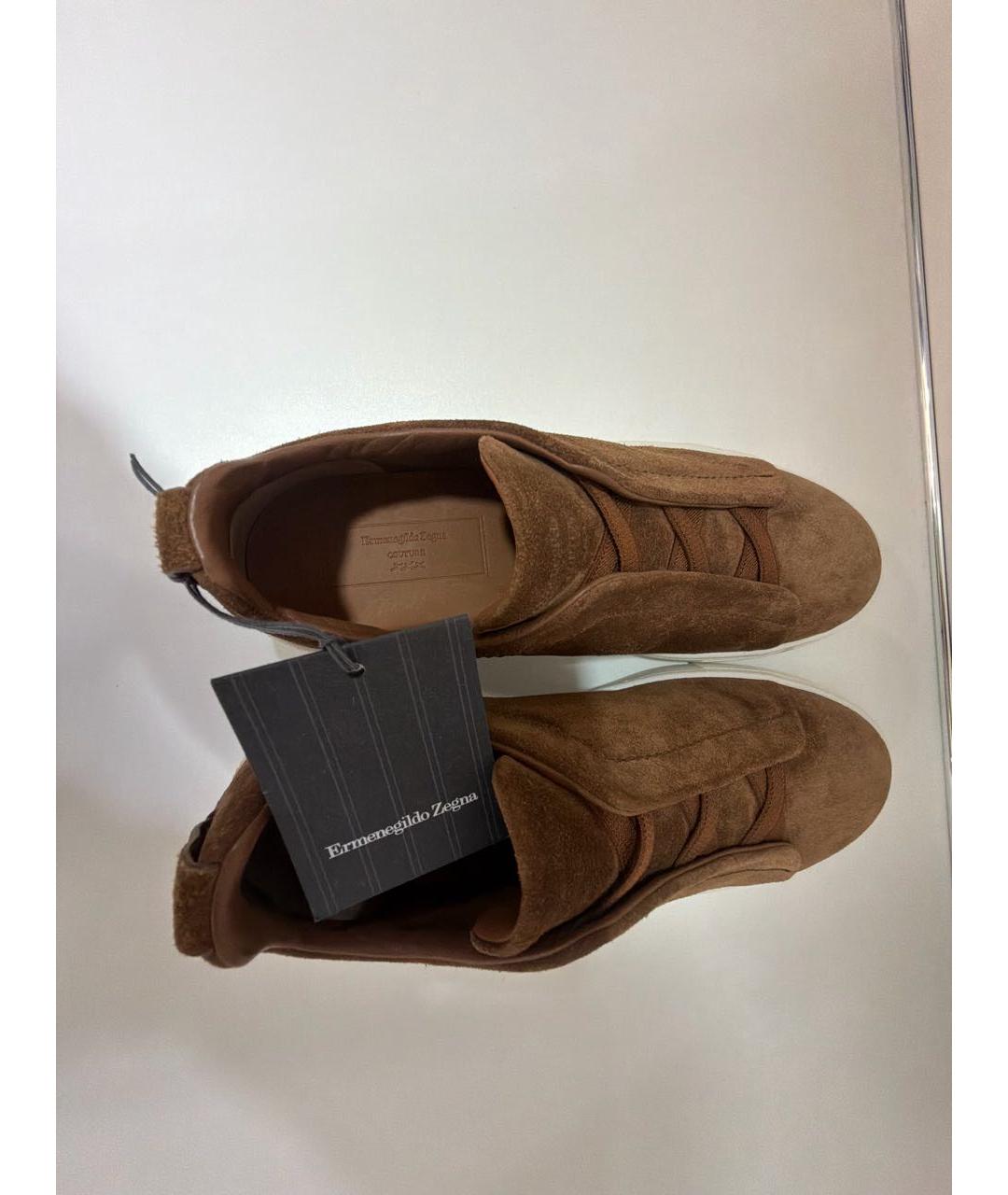 ERMENEGILDO ZEGNA XXX Коричневые замшевые лоферы, фото 6