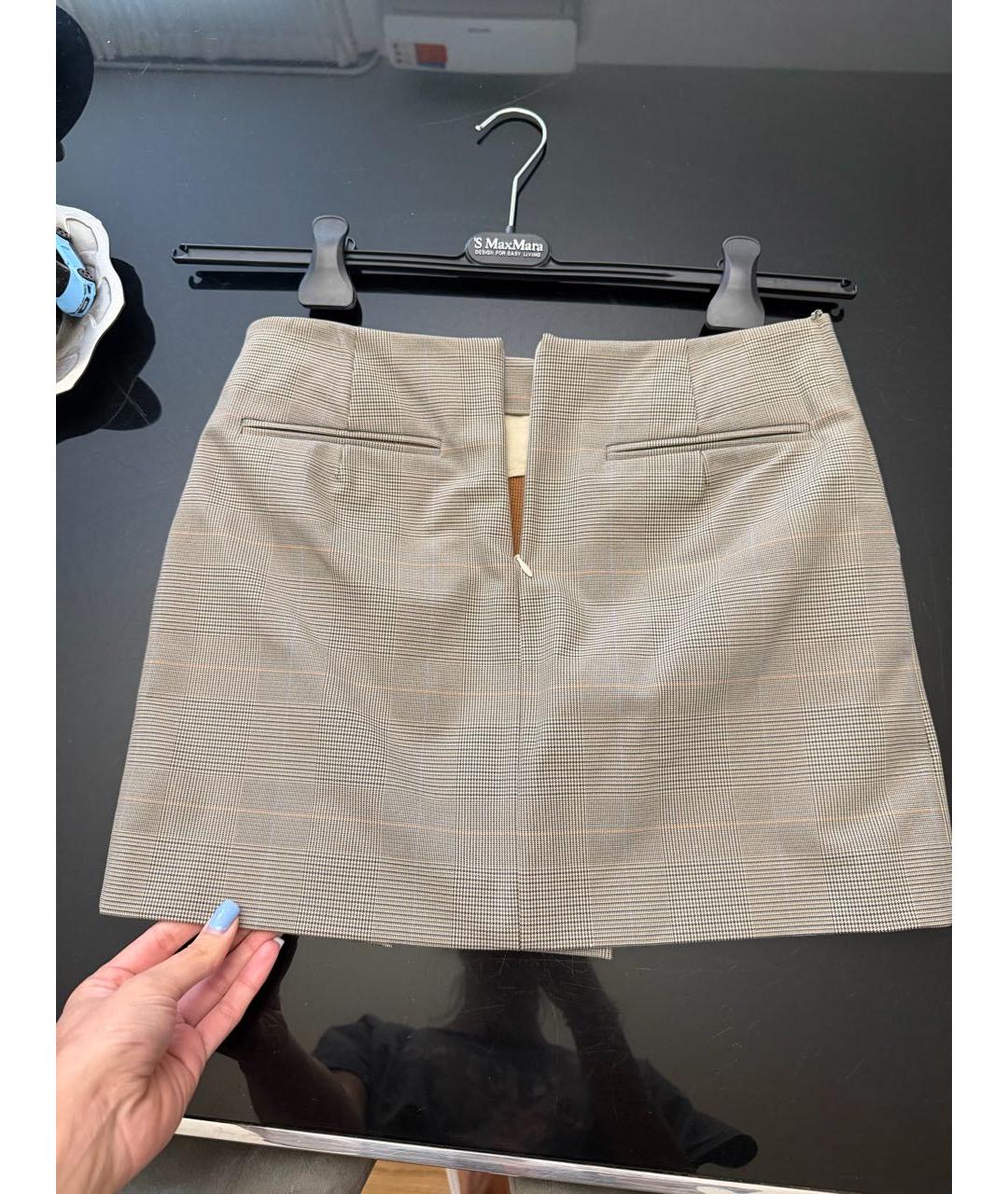 SPORTMAX Серая вискозная юбка мини, фото 2