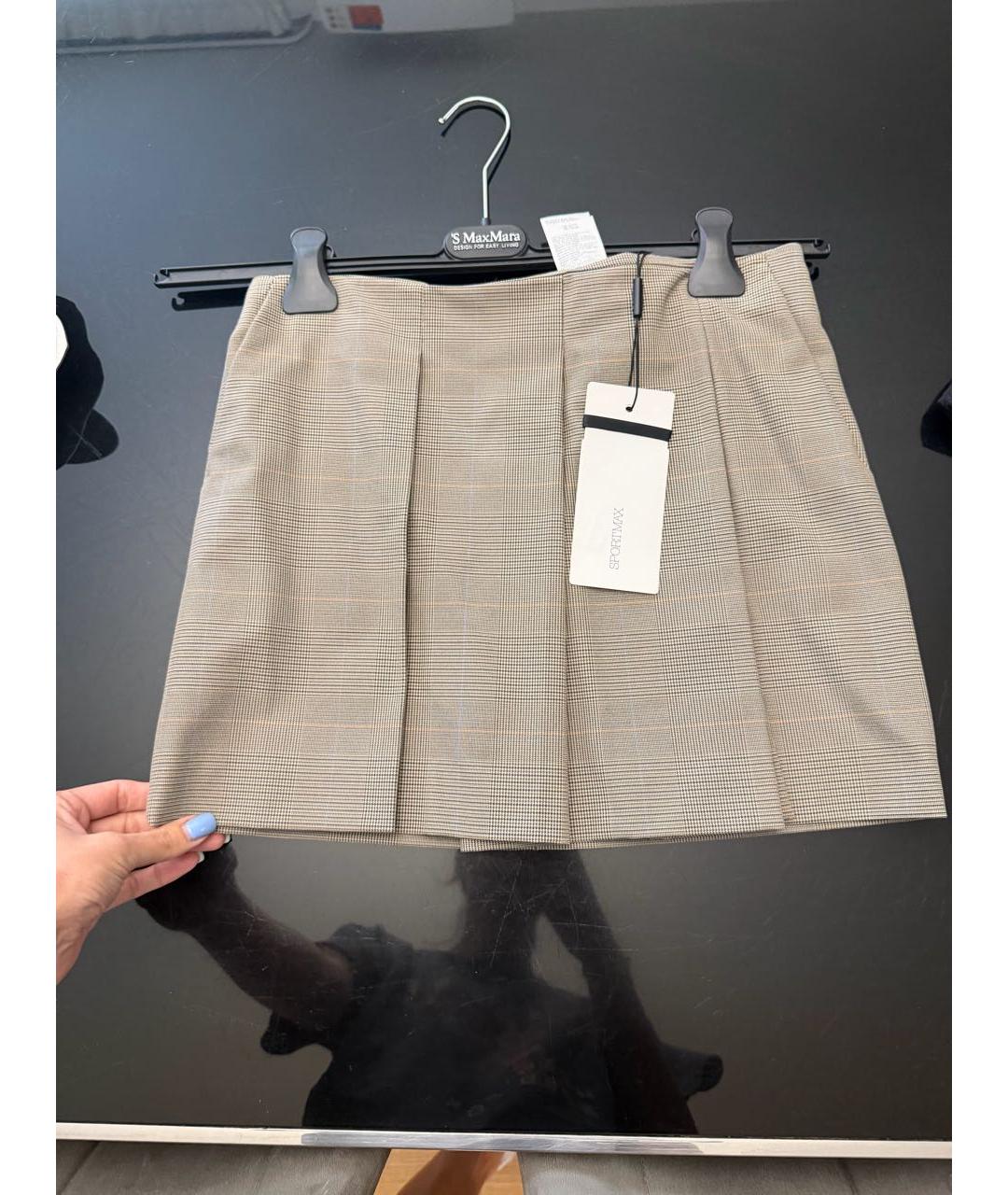 SPORTMAX Серая вискозная юбка мини, фото 5