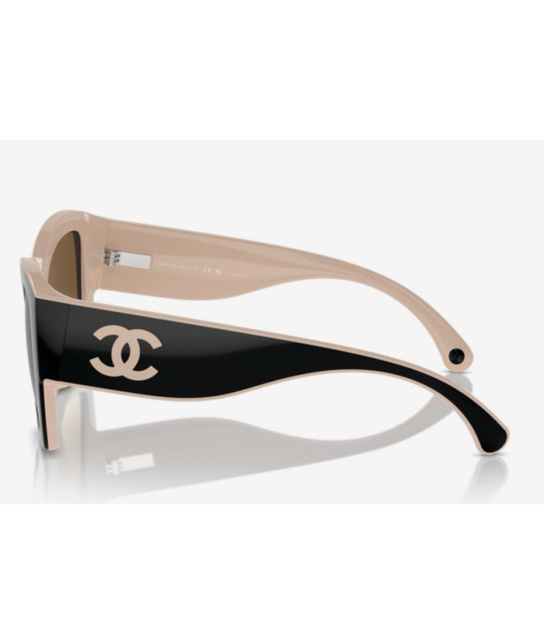 CHANEL Бежевые пластиковые солнцезащитные очки, фото 3