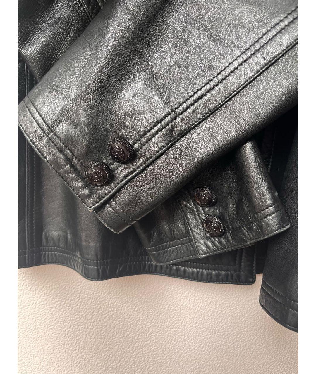 VERSACE Черная кожаная куртка, фото 6