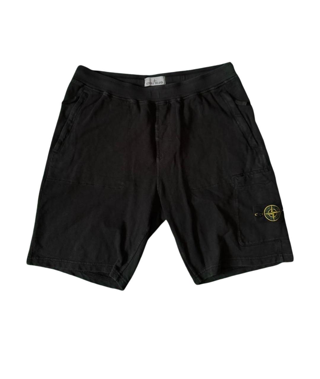 STONE ISLAND Черные хлопковые шорты, фото 1