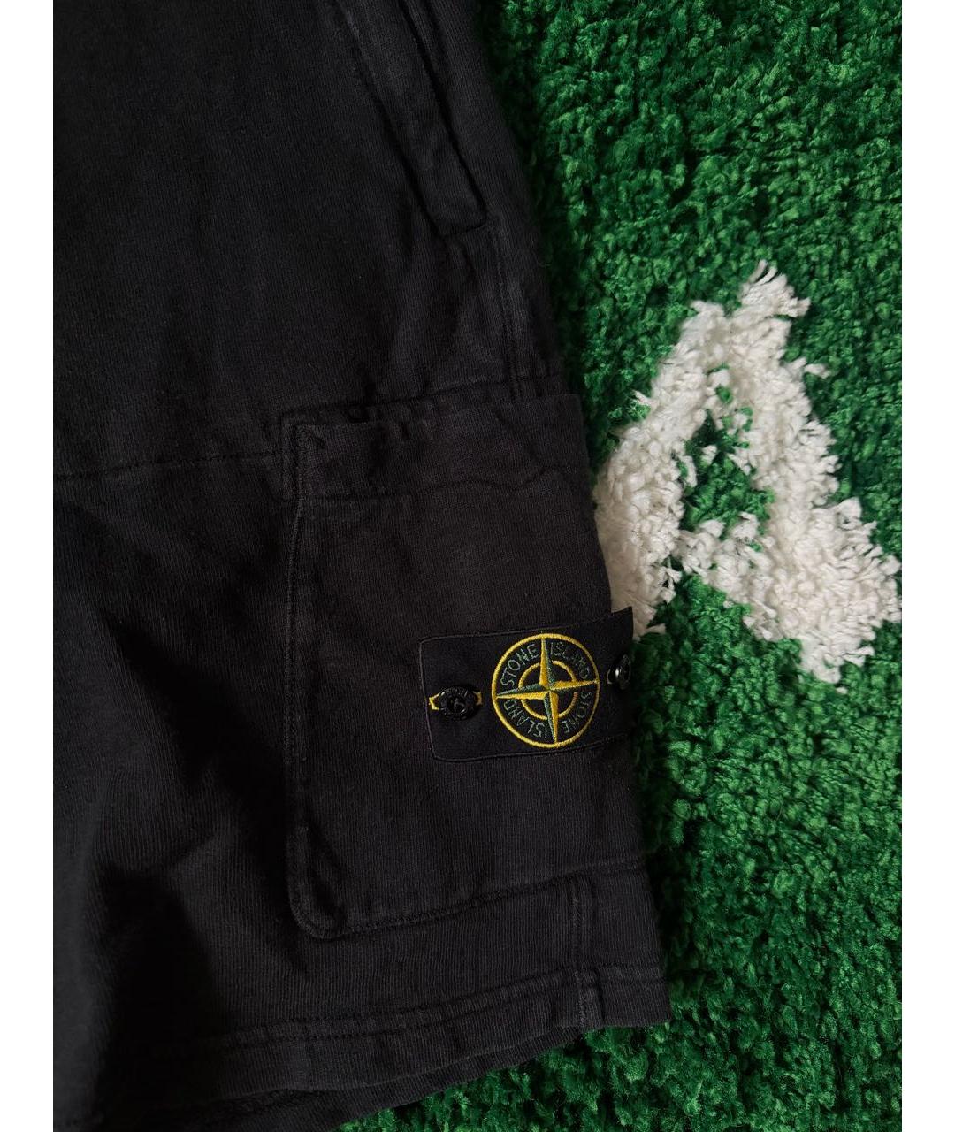 STONE ISLAND Черные хлопковые шорты, фото 2