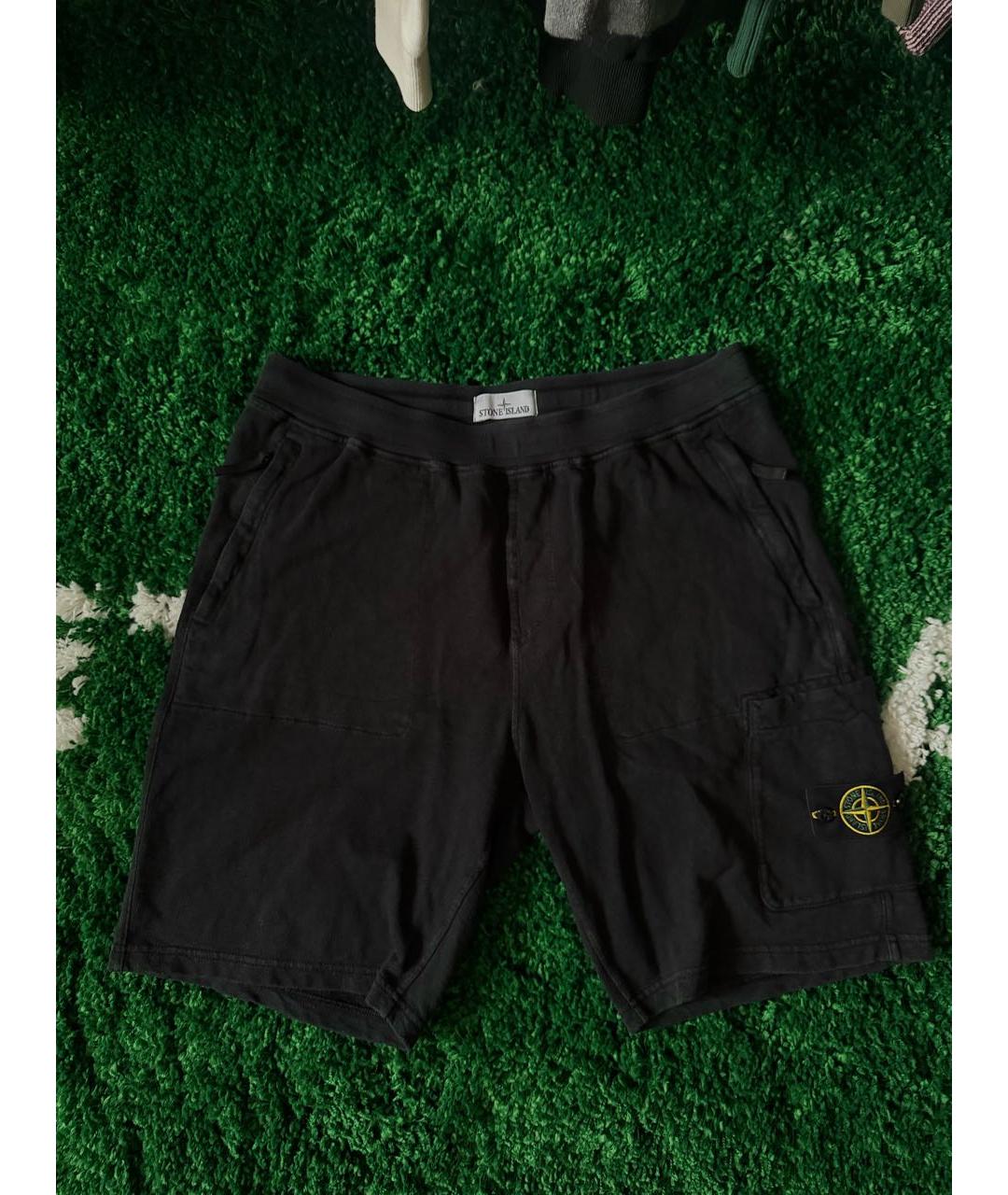 STONE ISLAND Черные хлопковые шорты, фото 5