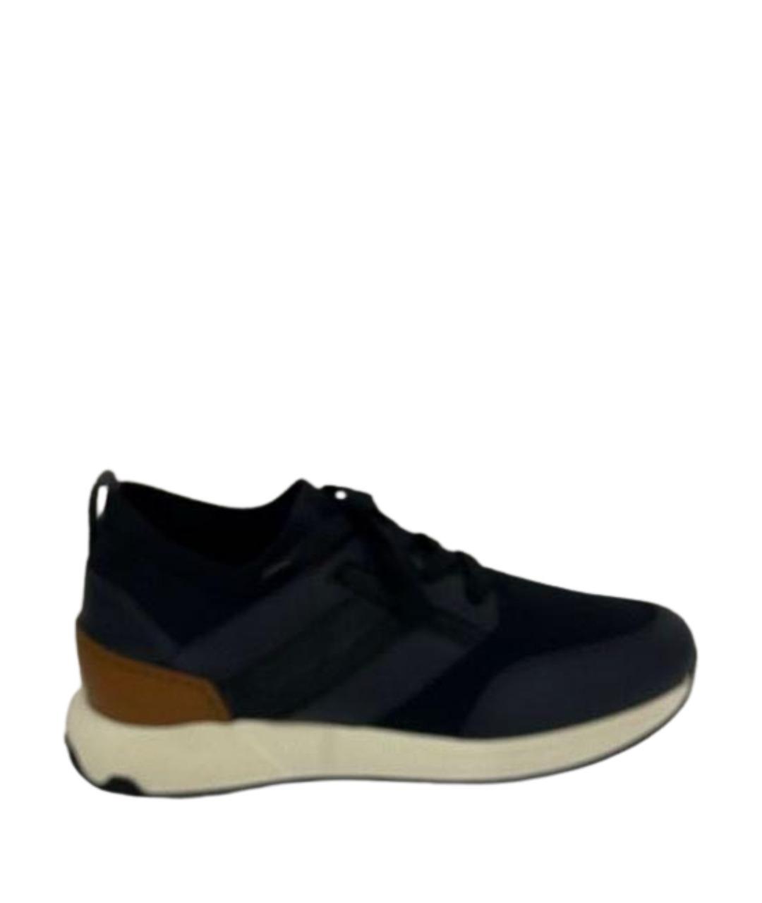 TOD'S Темно-синие кожаные низкие кроссовки / кеды, фото 1