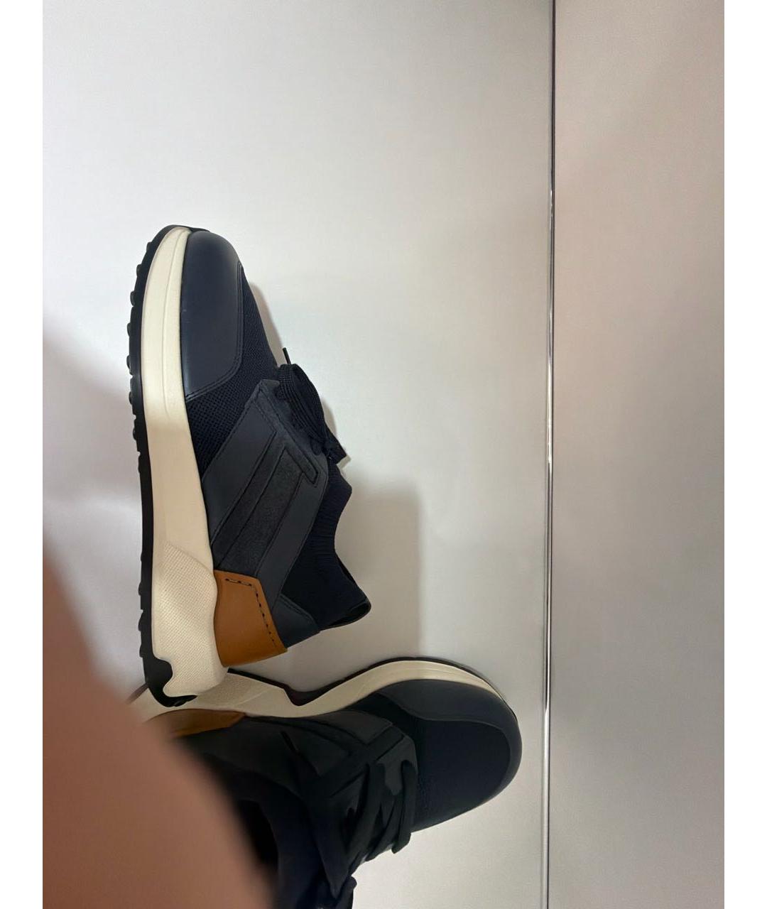 TOD'S Темно-синие кожаные низкие кроссовки / кеды, фото 5